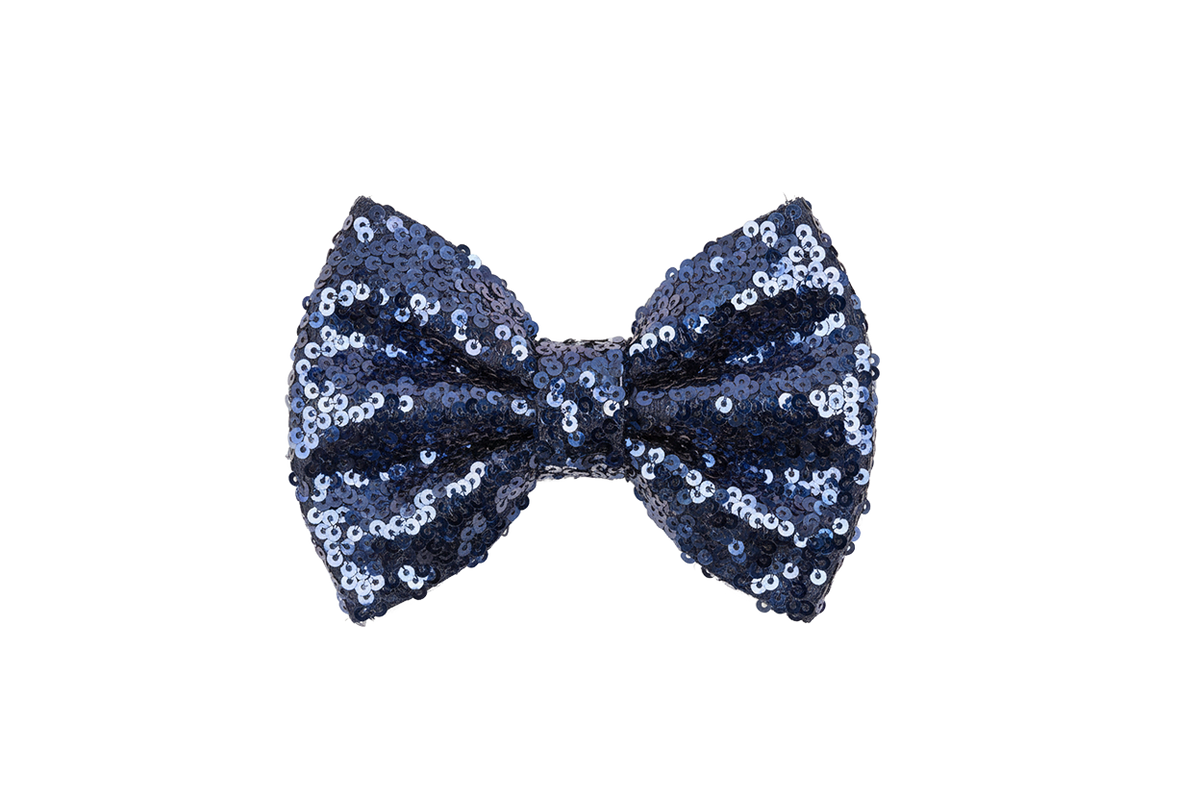 Navy Sequin Bow