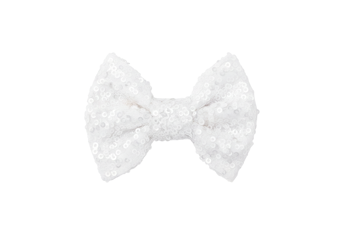 White Sequin Bow