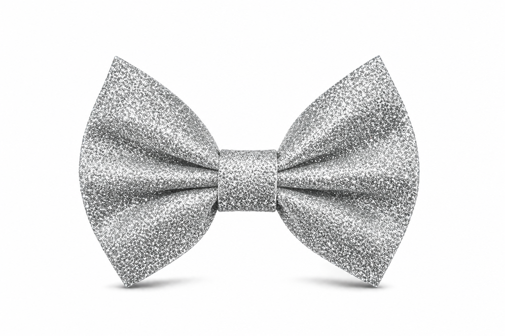 silver glitter bow